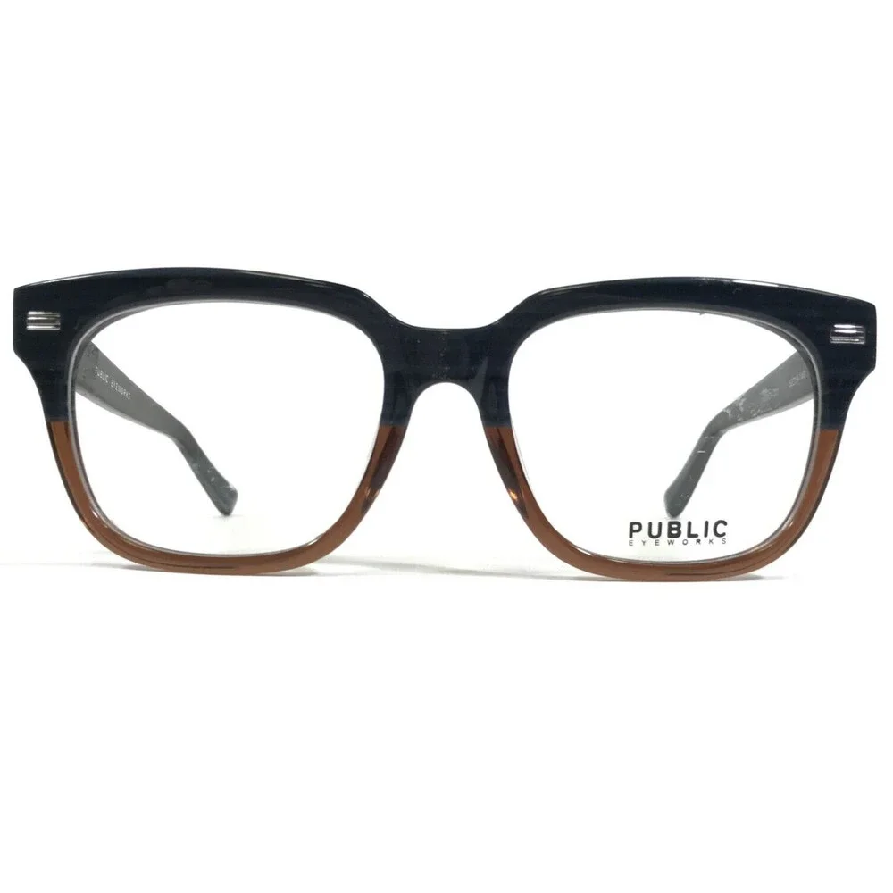 Public Eyeworks Eyeglasses Frames CAMDEN-C01 Brown Blue Thick Rim 52-19-140